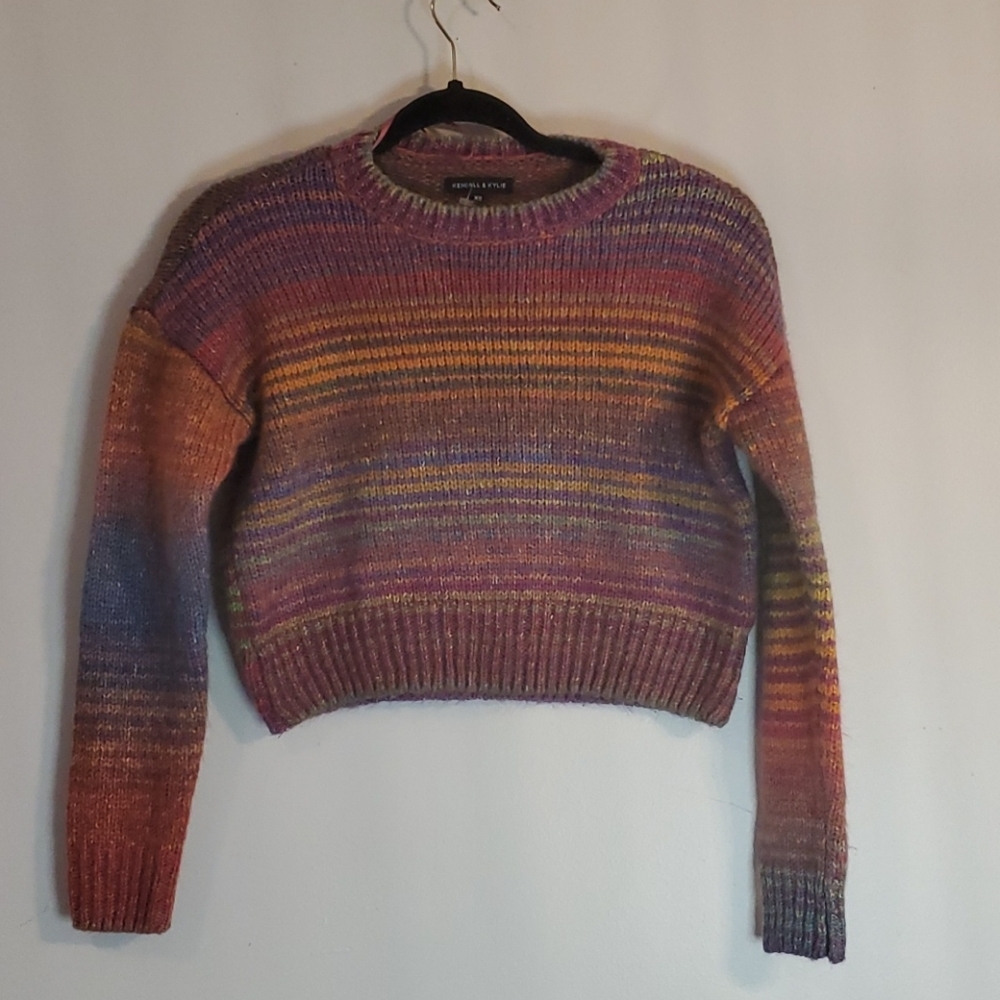 Kendall & Kylie Striped Crop Sweater